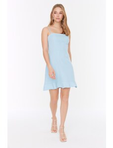 Trendyol Collection Modré A-Line super mini tkané tkané šaty