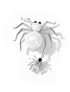 Éternelle Brož s perlou Emma White - pavouček pro štěstí