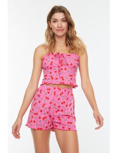 Trendyol Multi Color 100% Cotton Cherry Undershirt-Shorts Knitted Pajamas Set