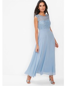 bonprix Maxi večerné šaty s čipkou, farba modrá, rozm. 42
