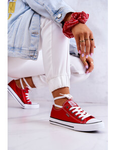 Červeno-biele klasické nízke plátenky Cross Jeans
