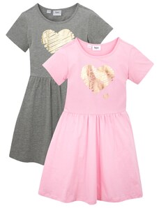 bonprix Džersejové šaty, krátky rukáv (2 ks), farba ružová, rozm. 104/110