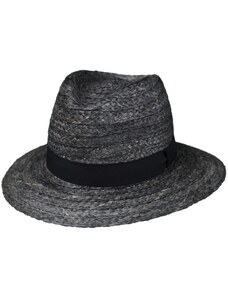 Fiebig - Headwear since 1903 Slamený šedý (žíhaný) klobúk fedora z pletenej slamy - Traveller raffia Fiebig