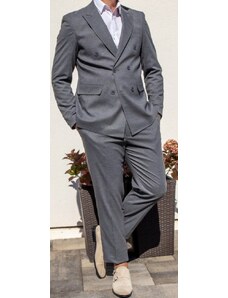 Fashionclub Pánsky sivý dvojradový oblek Baku