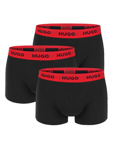 HUGO - 3PACK boxerky čierne s červeným pásom