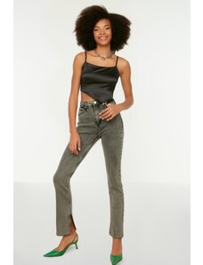 Trendyol Collection Sivé džínsy Slim Flare s vysokým pásom