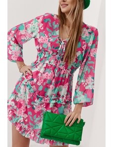 FASARDI Airy, pink and green chiffon dress