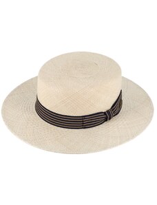 Fiebig - Headwear since 1903 Letný slamený boater panamský klobúk so širšou krempou - unisex žirarďák - Fiebig Panama canotier - UV faktor 80
