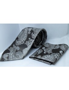 Fashionclub Pánsky set : sivočierna kravata a vreckovka