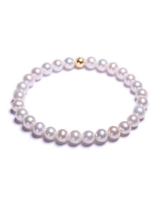 Lavaliere Dámsky perlový náramok – biele sladkovodné perly AAA zlato S - 16 cm