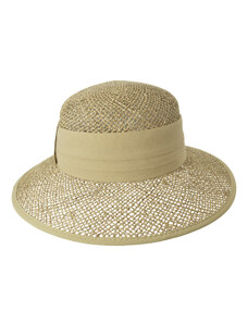 Dámsky béžový letný slamený (morská tráva) klobúk s béžovou stuhou - Seeberger since 1890