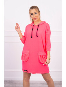 Kesi Pink neon dress with hood
