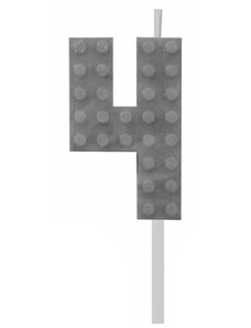 Godan Tortová sviečka LEGO číslo 4 - sivá