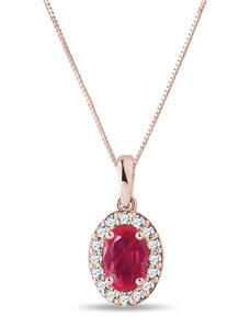 Prívesok z ružového zlata s rubínom a diamantmi KLENOTA K0185134