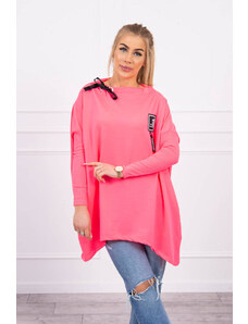 Kesi Oversize sweatshirt with asymmetrical sides in pink neon color