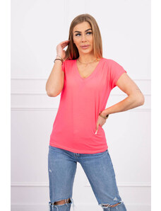Kesi Pink neon blouse with V-neck