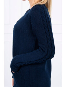 MladaModa Kardigánový sveter s vreckami model 2020-3 farba námornícka modrá