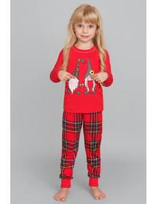 Italian Fashion Vianočné dievčenské pyžamo Santa mega soft červené-140, Farba červená