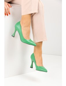 en7 Zelené dámske klasické topánky na podpätku 2706