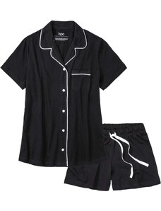 bonprix Krátke pyžamo s gombíkovou légou, farba čierna, rozm. 56/58