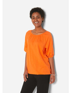 bonprix Tričko s gumičkou na leme, krátky rukáv,m z bio bavlny, farba oranžová