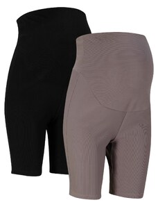 bonprix Vrúbkované materské elastické šortky (2 ks), farba čierna