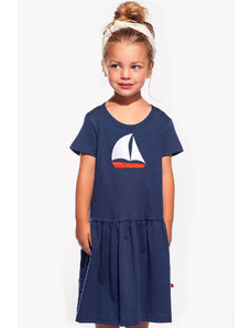 Piskacie Dievčenské šaty s loďkou, farba tmavomodrá, veľkosť 92