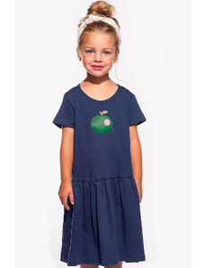 Piskacie Dievčenské šaty s jablkom, farba tmavomodrá, veľkosť 92