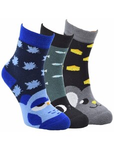 Detské farebné bavlnené froté ponožky zvieratká RS