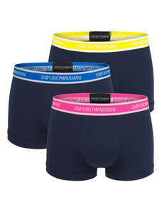 EMPORIO ARMANI - boxerky 3PACK stretch cotton fashion marine s farebným pásom - limited edition