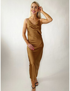 Saténové šaty VALERIA hnedé