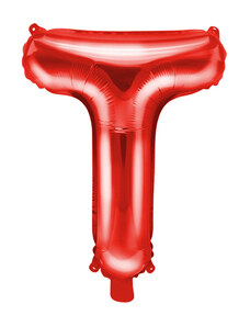 PartyDeco Fóliový balón Mini - Písmeno T 35 cm červený