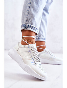 Basic Biele nízke priedušné dierkované sneakersy