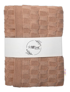 Baby Nellys Luxusná bavlnená pletená deka, dečka CUBE, 80 x 100 cm - béžová
