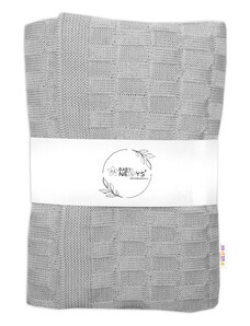 Baby Nellys Luxusná bavlnená pletená deka, dečka CUBE, 80 x 100 cm - sivá