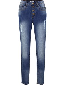 bonprix Strečové džínsy, SKINNY, vysoký pás, farba modrá, rozm. 34
