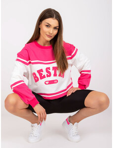 Fashionhunters Cotton pink-and-white hoodie
