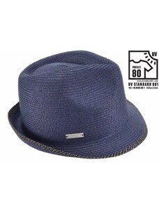 Trilby - slamený modrý letný klobúk - Seeberger - UV faktor 80