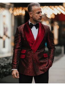 Fashionclub Pánsky smokingový svadobný dvojradový oblek Red