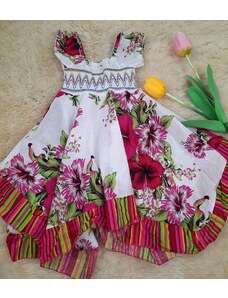 Dievčenské šaty letné biele s kvetmi