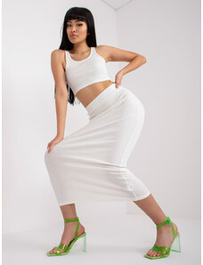 Basic Letný biely sukňový komplet z rebrovanej bavlny RUE PARIS