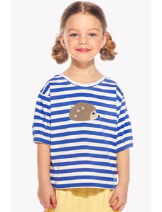 Piskacie Dievčenské tričko s ježkom, farba pásik modrý, veľkosť 98