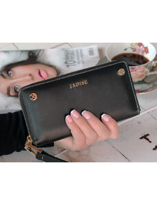 Jadise Dámska kožená peňaženka STUD na zips čierná