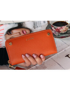 Jadise Dámska kožená peňaženka STUD na zips oranžová