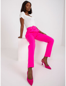 Fashionhunters Fluo ružové oblekové nohavice s vreckami od Giulie