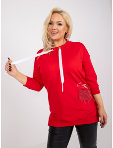 Fashionhunters Red plus size cotton tunic with application