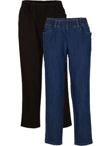 bonprix Rovné džínsy, stredná výška pásu, pohodlný pás (2 ks v balení), farba modrá