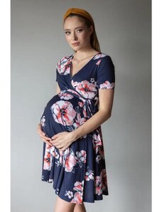 PreMamku Modré kvetované tehotenské šaty