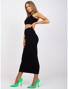 Basic Letný čierny sukňový komplet z rebrovanej bavlny RUE PARIS
