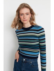 Trendyol Navy Blue Crop Pletený sveter